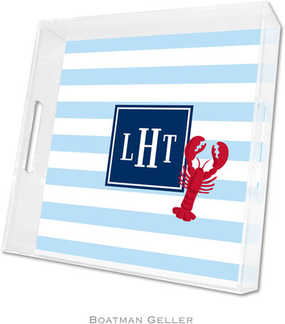 Boatman Geller Lucite Trays - Stripe Lobster (Square - Pre-Set) Boatman Geller Lucite Trays - Stripe Lobster (Square - Pre-Set)