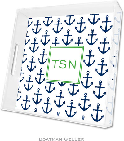 Boatman Geller Lucite Trays - Anchors Navy (Square - Panel) Boatman Geller Lucite Trays - Anchors Navy (Square - Panel)