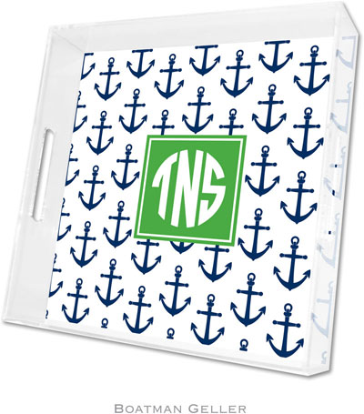 Boatman Geller Lucite Trays - Anchors Navy (Square - Pre-Set) Boatman Geller Lucite Trays - Anchors Navy (Square - Pre-Set)