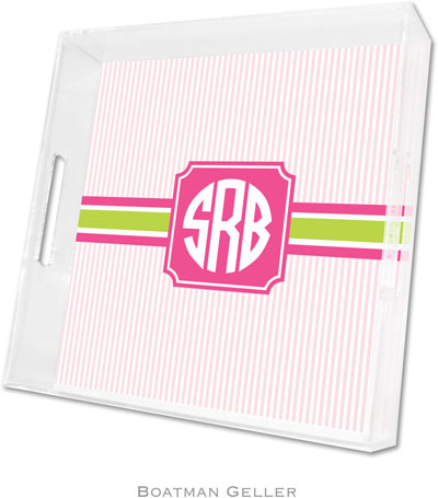 Boatman Geller Lucite Trays - Seersucker Band Pink & Green (Square - Panel) Boatman Geller Lucite Trays - Seersucker Band Pink & Green (Square - Panel)