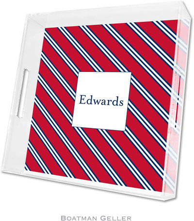 Boatman Geller Lucite Trays - Repp Tie Red & Navy (Square - Panel) Boatman Geller Lucite Trays - Repp Tie Red & Navy (Square - Panel)