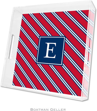Boatman Geller Lucite Trays - Repp Tie Red & Navy (Square - Pre-Set) Boatman Geller Lucite Trays - Repp Tie Red & Navy (Square - Pre-Set)