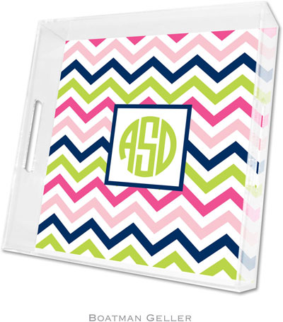 Boatman Geller Lucite Trays - Chevron Pink Navy & Lime (Square - Panel) Boatman Geller Lucite Trays - Chevron Pink Navy & Lime (Square - Panel)