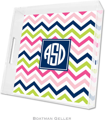 Boatman Geller Lucite Trays - Chevron Pink Navy & Lime (Square - Pre-Set) Boatman Geller Lucite Trays - Chevron Pink Navy & Lime (Square - Pre-Set)