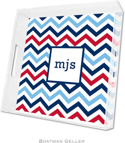Boatman Geller Lucite Trays - Chevron Blue & Red (Square - Panel) Boatman Geller Lucite Trays - Chevron Blue & Red (Square - Panel)