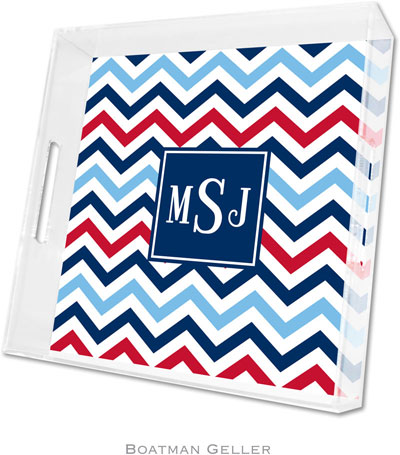 Boatman Geller Lucite Trays - Chevron Blue & Red (Square - Pre-Set) Boatman Geller Lucite Trays - Chevron Blue & Red (Square - Pre-Set)