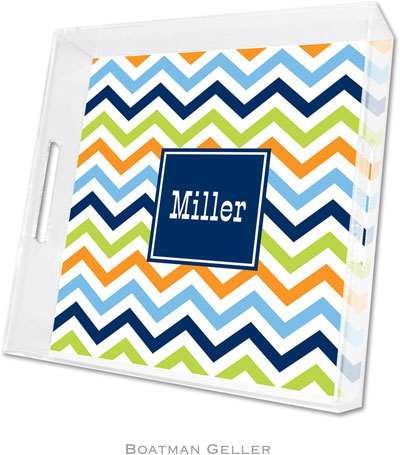 Boatman Geller Lucite Trays - Chevron Blue Orange & Lime (Square - Pre-Set) Boatman Geller Lucite Trays - Chevron Blue Orange & Lime (Square - Pre-Set)