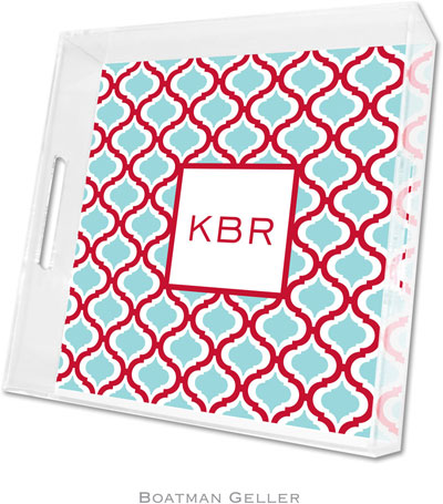 Boatman Geller Lucite Trays - Kate Red & Teal (Square - Panel) Boatman Geller Lucite Trays - Kate Red & Teal (Square - Panel)
