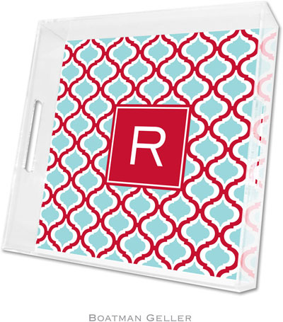 Boatman Geller Lucite Trays - Kate Red & Teal (Square - Pre-Set) Boatman Geller Lucite Trays - Kate Red & Teal (Square - Pre-Set)