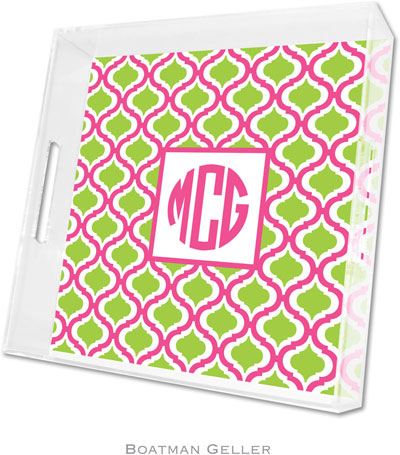 Boatman Geller Lucite Trays - Kate Raspberry & Lime (Square - Panel) Boatman Geller Lucite Trays - Kate Raspberry & Lime (Square - Panel)