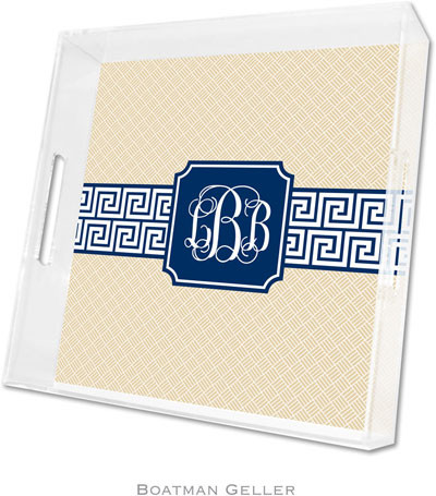 Boatman Geller Lucite Trays - Greek Key Band Navy (Square - Pre-Set) Boatman Geller Lucite Trays - Greek Key Band Navy (Square - Pre-Set)