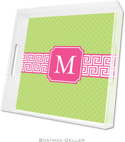 Boatman Geller Lucite Trays - Greek Key Band Pink (Square - Pre-Set) Boatman Geller Lucite Trays - Greek Key Band Pink (Square - Pre-Set)