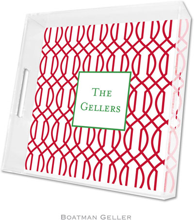 Boatman Geller Lucite Trays - Trellis Reverse Cherry (Square - Panel)