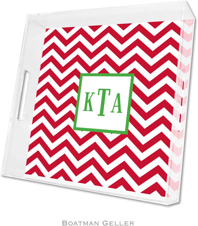 Boatman Geller Lucite Trays - Chevron Red (Square - Panel) Boatman Geller Lucite Trays - Chevron Red (Square - Panel)