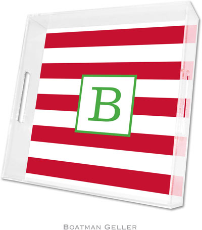 Boatman Geller Lucite Trays - Awning Stripe Red (Square - Panel) Boatman Geller Lucite Trays - Awning Stripe Red (Square - Panel)