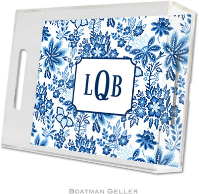 Boatman Geller Lucite Trays - Classic Floral Blue (Small - Panel)