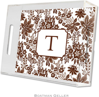 Boatman Geller Lucite Trays - Classic Floral Brown (Small - Panel)