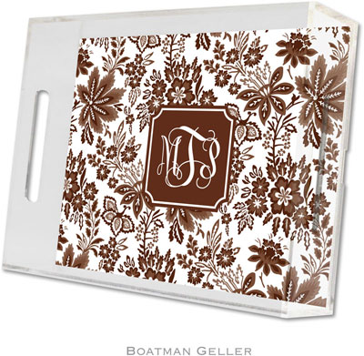 Boatman Geller Lucite Trays - Classic Floral Brown (Small - Pre-Set)