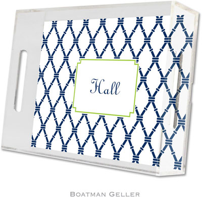 Boatman Geller Lucite Trays - Bamboo Navy & Green (Small - Panel) Boatman Geller Lucite Trays - Bamboo Navy & Green (Small - Panel)