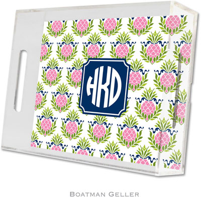 Boatman Geller Lucite Trays - Pineapple Repeat Pink (Small - Pre-Set) Boatman Geller Lucite Trays - Pineapple Repeat Pink (Small - Pre-Set)