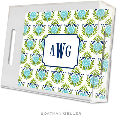 Boatman Geller Lucite Trays - Pineapple Repeat Teal (Small - Panel) Boatman Geller Lucite Trays - Pineapple Repeat Teal (Small - Panel)