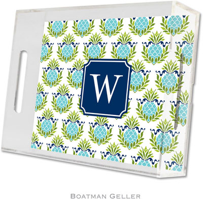 Boatman Geller Lucite Trays - Pineapple Repeat Teal (Small - Pre-Set) Boatman Geller Lucite Trays - Pineapple Repeat Teal (Small - Pre-Set)