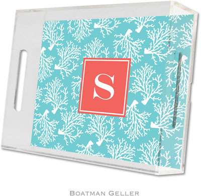 Boatman Geller Lucite Trays - Coral Repeat Teal (Small - Pre-Set) Boatman Geller Lucite Trays - Coral Repeat Teal (Small - Pre-Set)