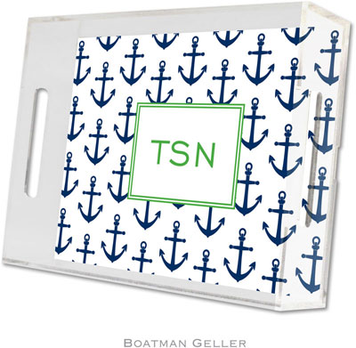 Boatman Geller Lucite Trays - Anchors Navy (Small - Panel)