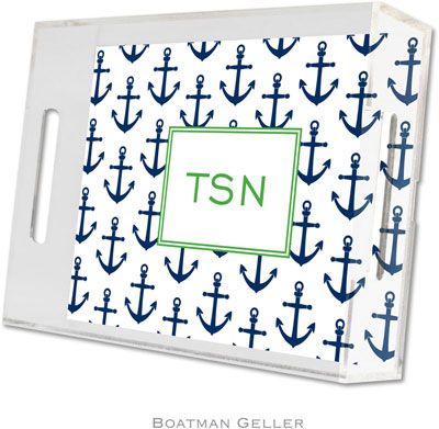 Boatman Geller Lucite Trays - Anchors Navy (Small - Panel) Boatman Geller Lucite Trays - Anchors Navy (Small - Panel)