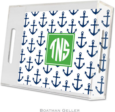 Boatman Geller Lucite Trays - Anchors Navy (Small - Pre-Set) Boatman Geller Lucite Trays - Anchors Navy (Small - Pre-Set)