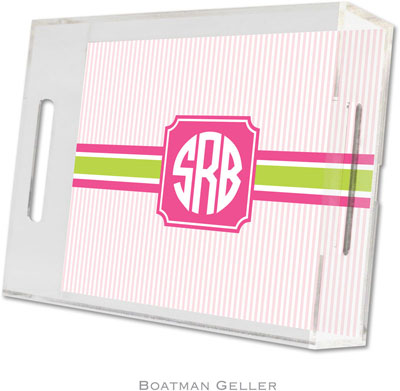 Boatman Geller Lucite Trays - Seersucker Band Pink & Green (Small - Panel) Boatman Geller Lucite Trays - Seersucker Band Pink & Green (Small - Panel)