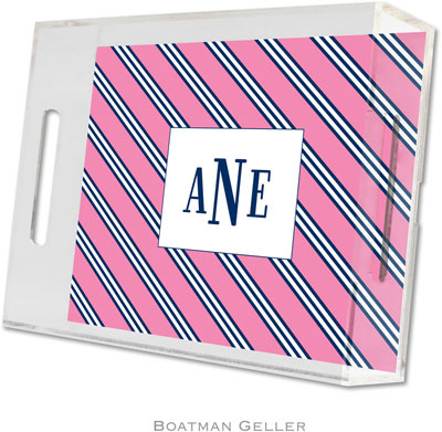 Boatman Geller Lucite Trays - Repp Tie Pink & Navy (Small - Panel) Boatman Geller Lucite Trays - Repp Tie Pink & Navy (Small - Panel)