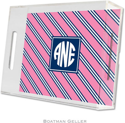 Boatman Geller Lucite Trays - Repp Tie Pink & Navy (Small - Pre-Set) Boatman Geller Lucite Trays - Repp Tie Pink & Navy (Small - Pre-Set)