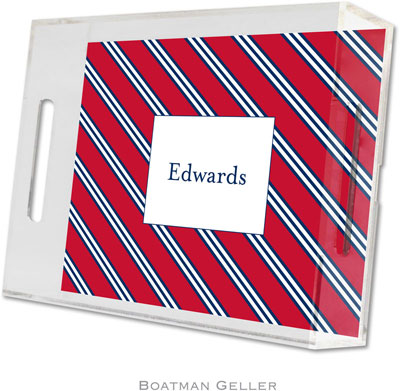 Boatman Geller Lucite Trays - Repp Tie Red & Navy (Small - Panel)