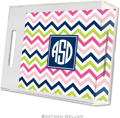 Boatman Geller Lucite Trays - Chevron Pink Navy & Lime (Small - Pre-Set) Boatman Geller Lucite Trays - Chevron Pink Navy & Lime (Small - Pre-Set)