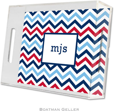 Boatman Geller Lucite Trays - Chevron Blue & Red (Small - Panel) Boatman Geller Lucite Trays - Chevron Blue & Red (Small - Panel)