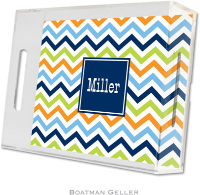Boatman Geller Lucite Trays - Chevron Blue Orange & Lime (Small - Pre-Set) Boatman Geller Lucite Trays - Chevron Blue Orange & Lime (Small - Pre-Set)