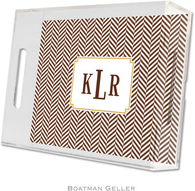 Boatman Geller Lucite Trays - Herringbone Chocolate (Small - Panel)