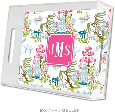 Boatman Geller Lucite Trays - Chinoiserie Spring (Small - Pre-Set) Boatman Geller Lucite Trays - Chinoiserie Spring (Small - Pre-Set)