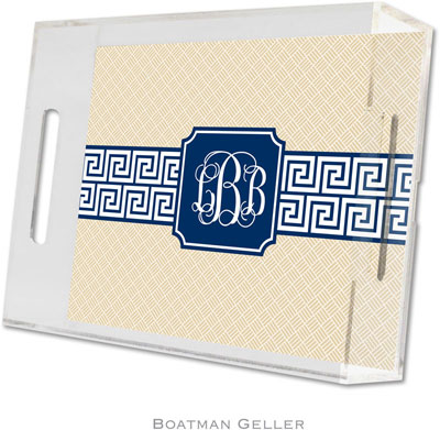 Boatman Geller Lucite Trays - Greek Key Band Navy (Small - Pre-Set) Boatman Geller Lucite Trays - Greek Key Band Navy (Small - Pre-Set)