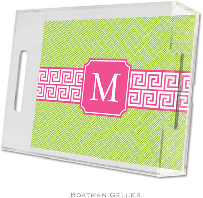 Boatman Geller Lucite Trays - Greek Key Band Pink (Small - Pre-Set) Boatman Geller Lucite Trays - Greek Key Band Pink (Small - Pre-Set)
