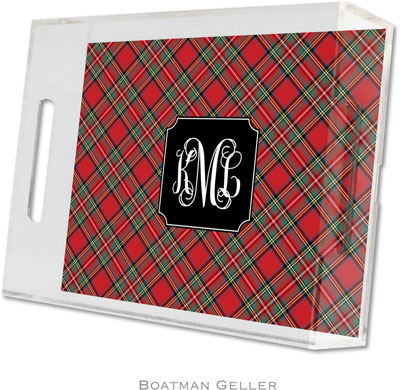 Boatman Geller Lucite Trays - Plaid Red (Small - Pre-Set)