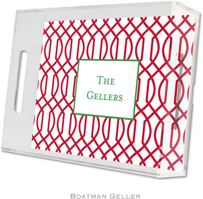 Boatman Geller Lucite Trays - Trellis Reverse Cherry (Small - Panel) Boatman Geller Lucite Trays - Trellis Reverse Cherry (Small - Panel)