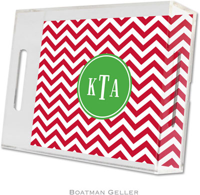 Boatman Geller Lucite Trays - Chevron Red (Small - Pre-Set)