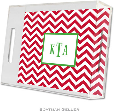 Boatman Geller Lucite Trays - Chevron Red (Small - Panel) Boatman Geller Lucite Trays - Chevron Red (Small - Panel)