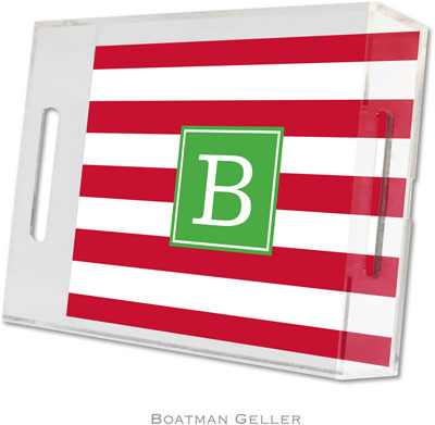 Boatman Geller Lucite Trays - Awning Stripe Red (Small - Pre-Set) Boatman Geller Lucite Trays - Awning Stripe Red (Small - Pre-Set)