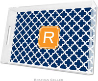Boatman Geller - Create-Your-Own Personalized Lucite Trays (Bristol Tile Navy Preset - Large)