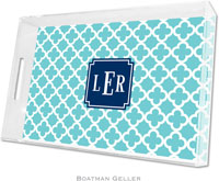 Boatman Geller - Create-Your-Own Personalized Lucite Trays (Bristol Tile Teal Preset - Large)