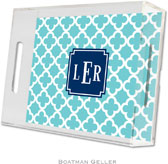 Boatman Geller - Create-Your-Own Personalized Lucite Trays (Bristol Tile Teal Preset - Small)
