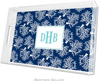 Boatman Geller Lucite Trays - Coral Repeat Navy (Large - Panel)